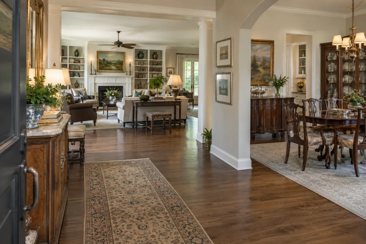 Illustrative view of a complete furnished estate ready for professional evaluation